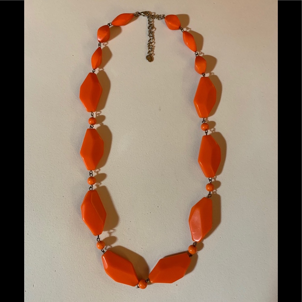 Vintage Costume Beaded Orange Necklace